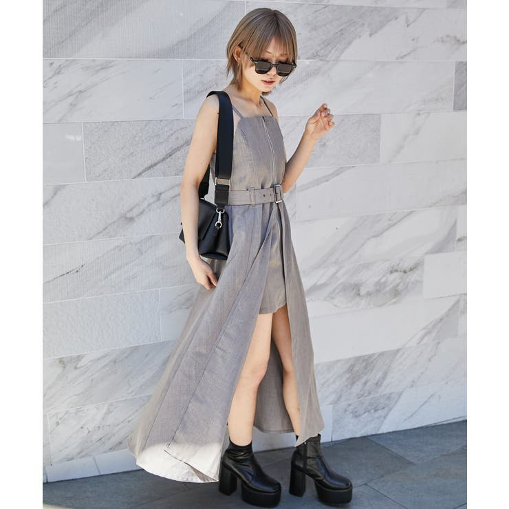 《ベルト付き×フロントＺＩＰ》オールインワン／カジュアル／春夏秋／全３色 | GORGE  | 詳細画像2 