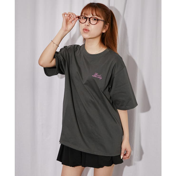 チェックハートロゴ》バックプリントTシャツ／ストリート／春夏／全4