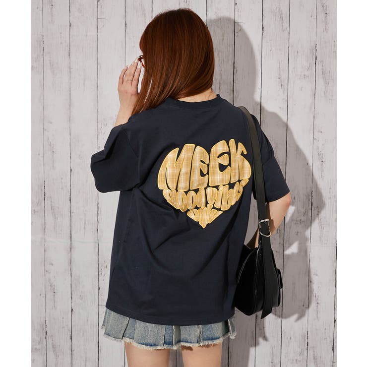 RILY ハートロゴ　Tシャツ&トートバッグ チェックハートロゴ》バックプリントTシャツ／ストリート／春夏／全4