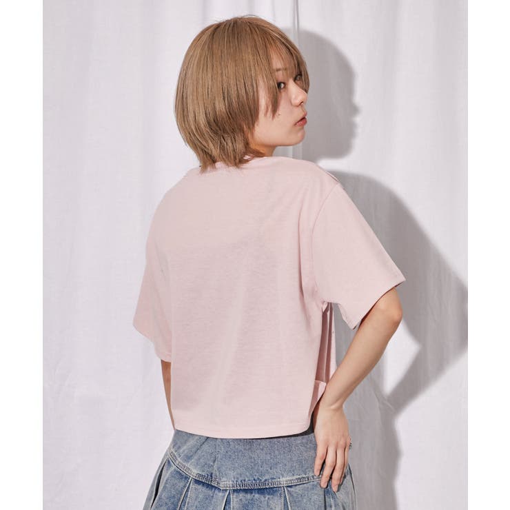 花柄刺繍×ラインストーン》短丈Tシャツ／Y2K／春夏／全4色[品番