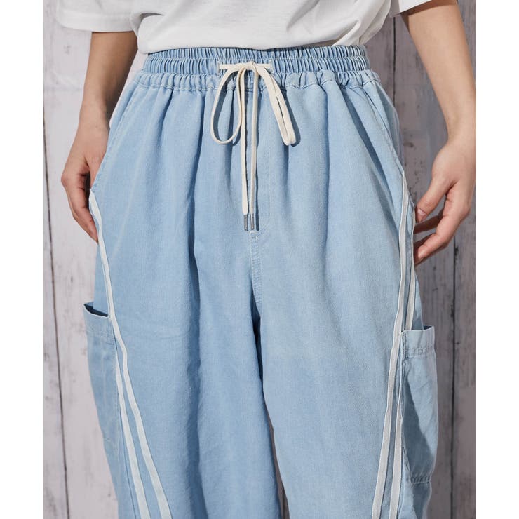 《デニム×カーゴ×ライン》ワイドカーゴパンツ ストリート オールシーズン | GORGE  | 詳細画像18 