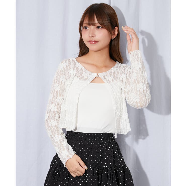 オフホワイト | 《フラワーレース×アンサンブル》カーディガン フェミニン×韓国ガーリー 春夏秋 | GORGE 