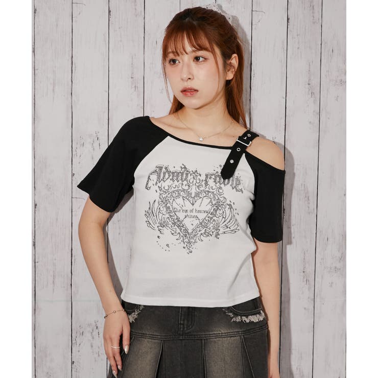 《ワンショルダー×グラフィック》Ｔシャツ／ストリート×Ｙ２Ｋ／春夏秋／全２色 | GORGE  | 詳細画像8 