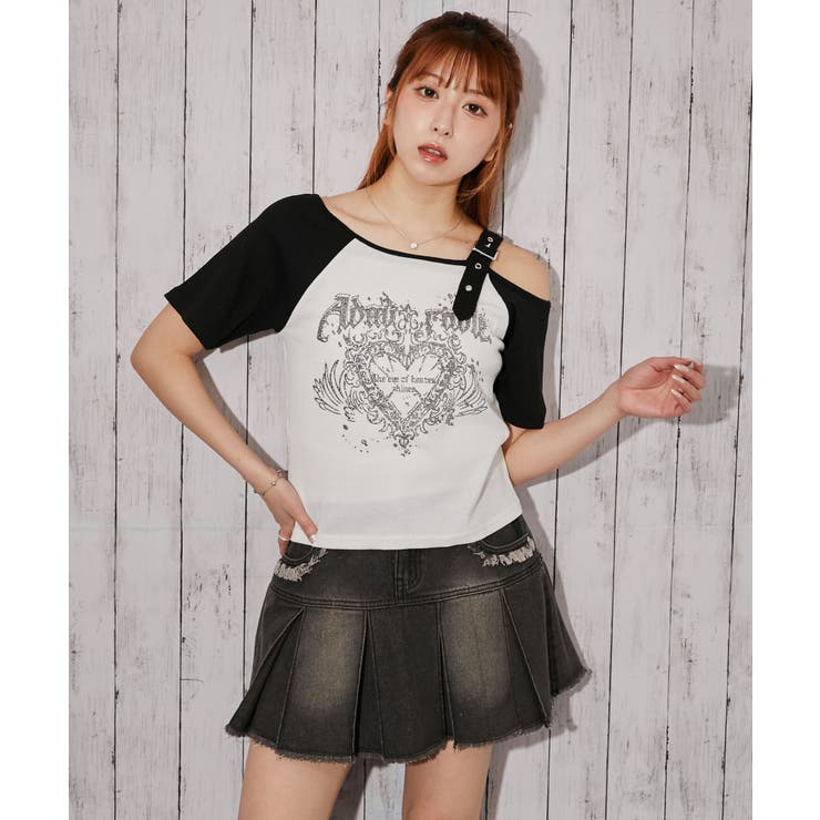 《ワンショルダー×グラフィック》Ｔシャツ／ストリート×Ｙ２Ｋ／春夏秋／全２色 | GORGE  | 詳細画像9 