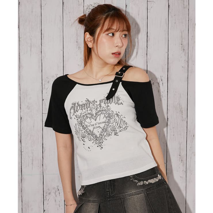 《ワンショルダー×グラフィック》Ｔシャツ／ストリート×Ｙ２Ｋ／春夏秋／全２色 | GORGE  | 詳細画像10 