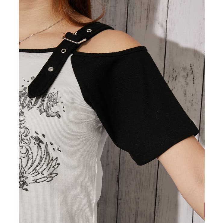 《ワンショルダー×グラフィック》Ｔシャツ／ストリート×Ｙ２Ｋ／春夏秋／全２色 | GORGE  | 詳細画像13 