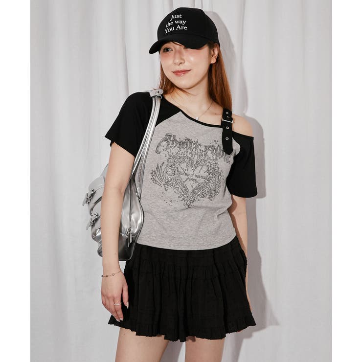 《ワンショルダー×グラフィック》Ｔシャツ／ストリート×Ｙ２Ｋ／春夏秋／全２色 | GORGE  | 詳細画像3 