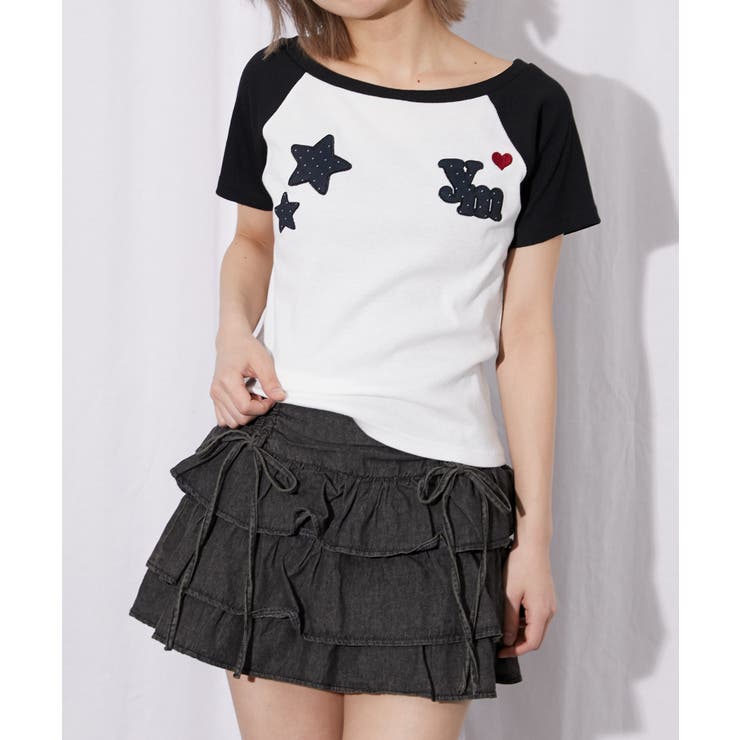 《ワッペンデザイン》短丈配色ラグランＴシャツ／Ｙ２Ｋ／春夏／全３色 | GORGE  | 詳細画像5 