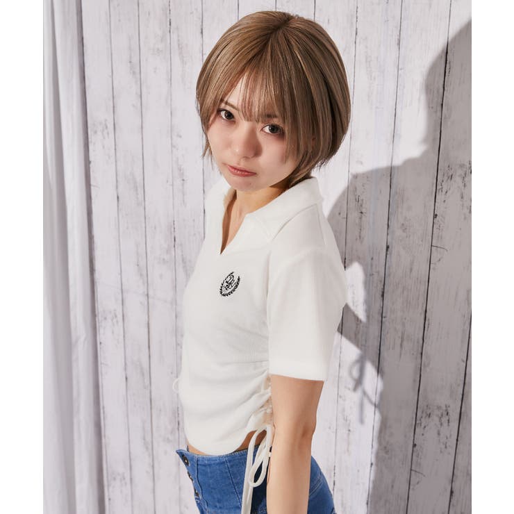 《サイドドロスト×エンブレム刺繍》スキッパーＴシャツ／ストリート／春夏／全２色 | GORGE  | 詳細画像6 