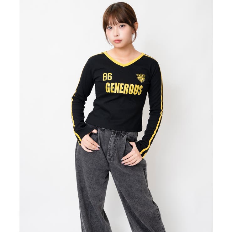配色ライン ロゴＶネックテレコトップス｜全３色 | GORGE  | 詳細画像8 