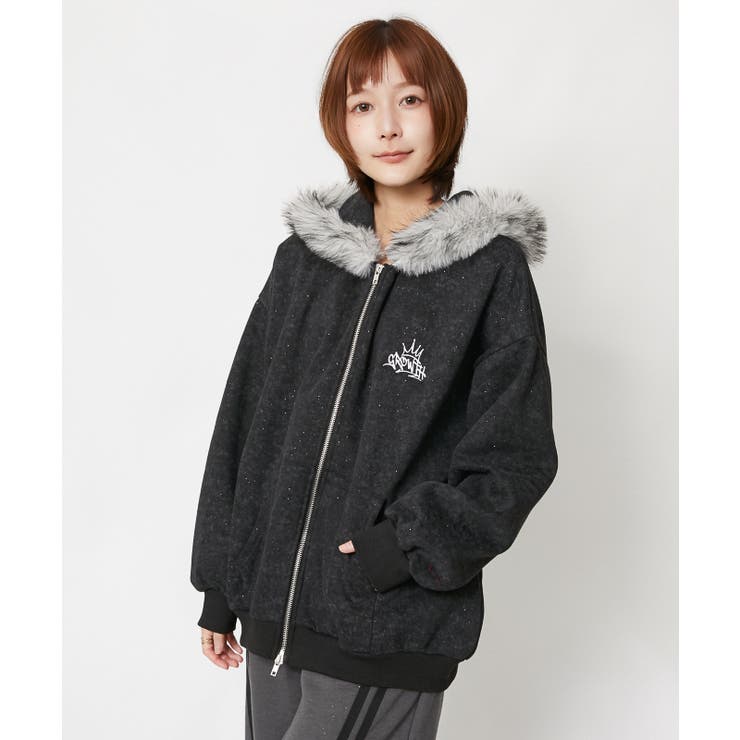 ピグメント風 ファー付きラメ裏起毛ジップパーカー｜全３色 | GORGE  | 詳細画像12 