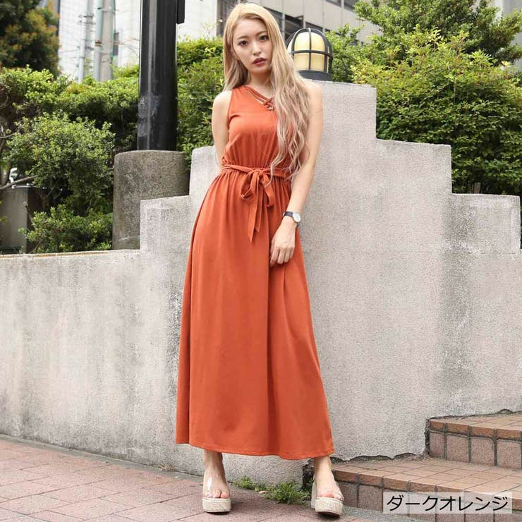 リネン混✨ウィークエンド ワンピース ウエストリボン フレア オレンジ 橙 M Rouge vif la cle｜麻混3WAYウエストリボンワンピース | Rakuten
