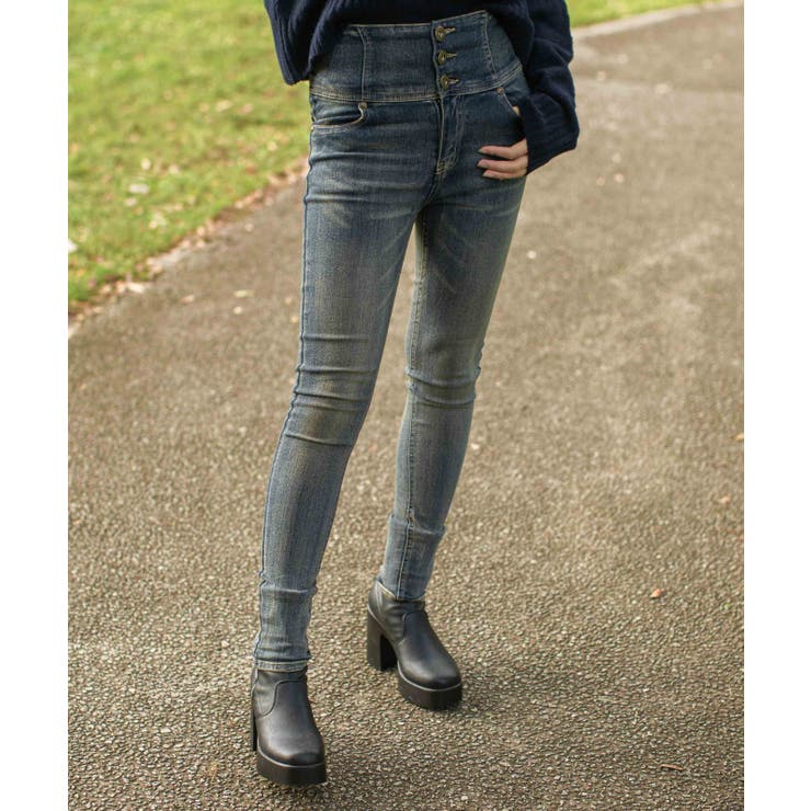 グリーン | 《脚長バズりパンツ×美ライン》レディース ハイウエスト スキニーデニム | GORGE 