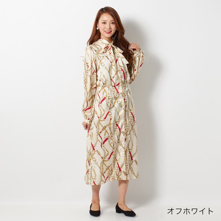 サルバトーレフェラガモ シルクチェーン柄ロングワンピース40 165/86A チェーン柄ロングワンピース[品番：GORW0003856]｜GORGE