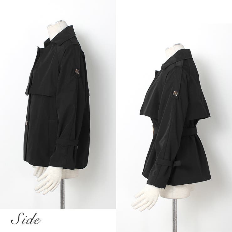ショート丈 ベルト付き トレンチコート[品番：PF000003883