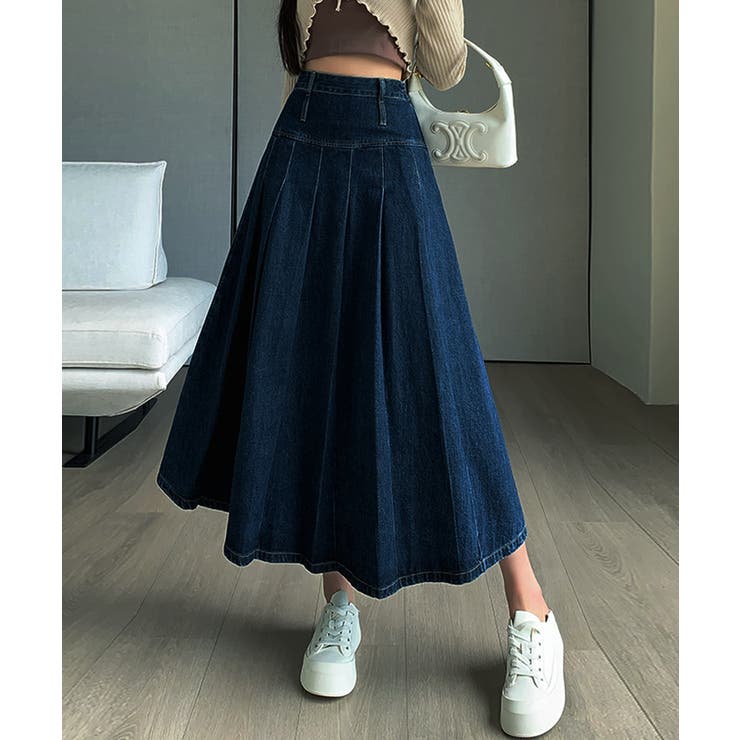 GRL（グレイル）の「デニムロングフレアスカート（デニム