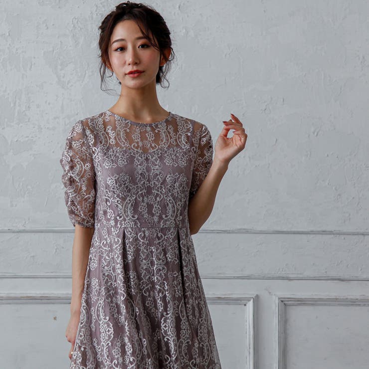 パワーショルダーレースロングドレス 結婚式 二次会 | epicday | 詳細画像3 