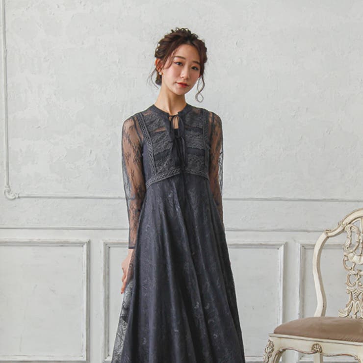 2Wayレイヤードレースドレス ドレス 結婚式[品番：GRVW0000901