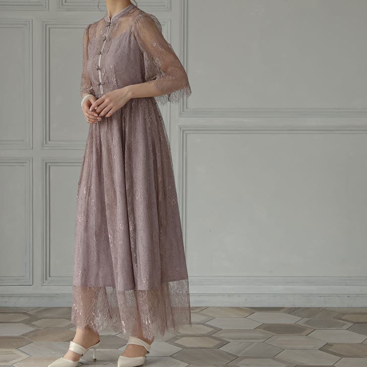 オールレースチャイナディティールワンピース ドレス 結婚式 | epicday | 詳細画像5 