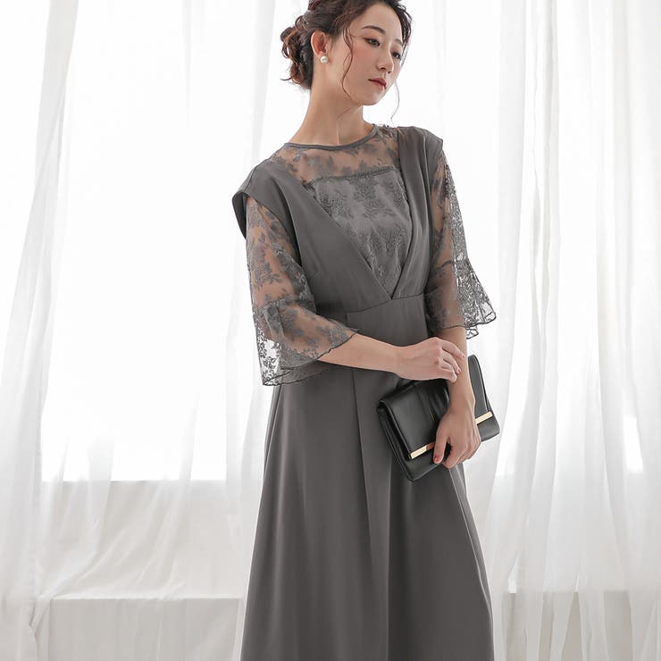 【5点セット】La Festa chic スカートセットアップ パーティ 披露宴 トップス＆ジャンパースカートセットアップ 結婚式 ワンピース[品番