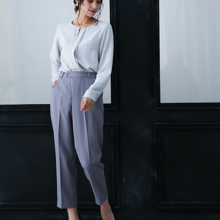 洗えるノーカラージャケットスーツセットアップ 洗濯機OK 仕事[品番