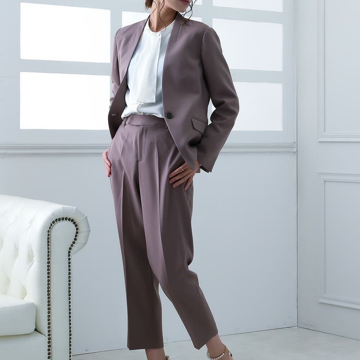 洗えるノーカラージャケットスーツセットアップ 洗濯機OK 仕事 | epicday | 詳細画像8 