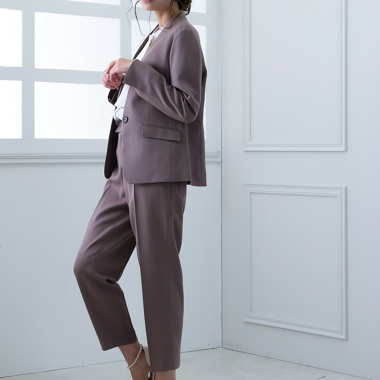 洗えるノーカラージャケットスーツセットアップ 洗濯機OK 仕事 | epicday | 詳細画像9 