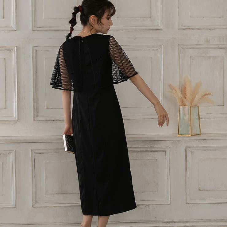 メッシュケープIラインドレス ドレス 結婚式[品番：GRVW0001118