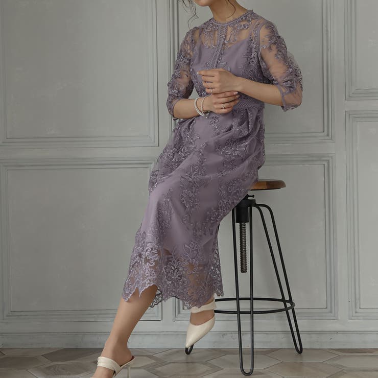 バックリボンレースロングワンピース ドレス 結婚式 | epicday | 詳細画像28 