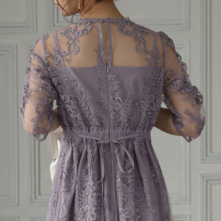 バックリボンレースロングワンピース ドレス 結婚式 | epicday | 詳細画像30 