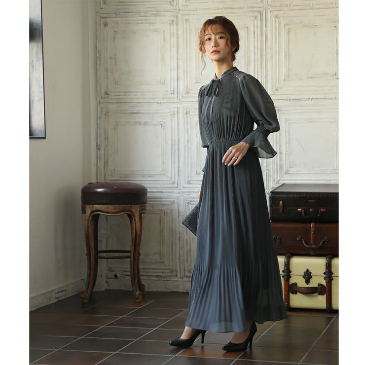 美品⭐️エピックデイ 2way シフォンロングドレス グレー 結婚式 お呼ばれM ツーウェイシフォンロングドレス 結婚式 ワンピース[品番