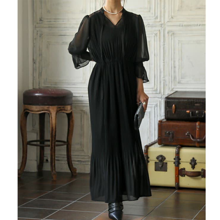 ツーウェイシフォンロングドレス 結婚式 ワンピース[品番：GRVW0000968