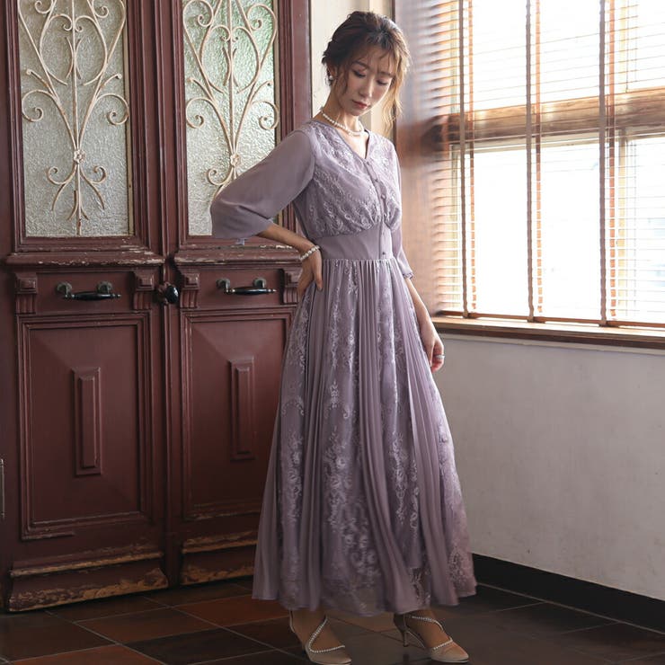 レースアンドプリーツロングドレス 結婚式 ワンピース | epicday | 詳細画像38 