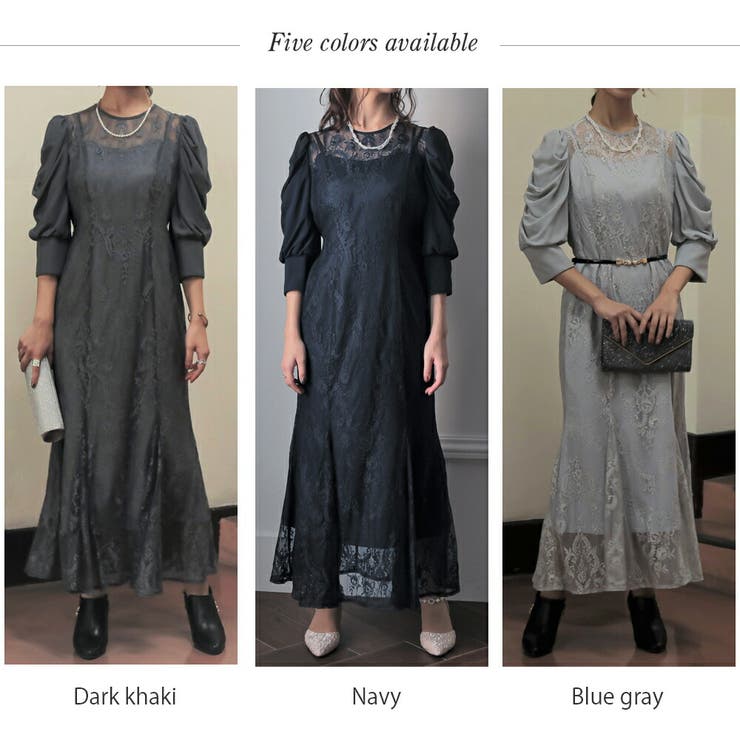 ギャザースリーブレースロングドレス 結婚式 ワンピース | epicday | 詳細画像40 