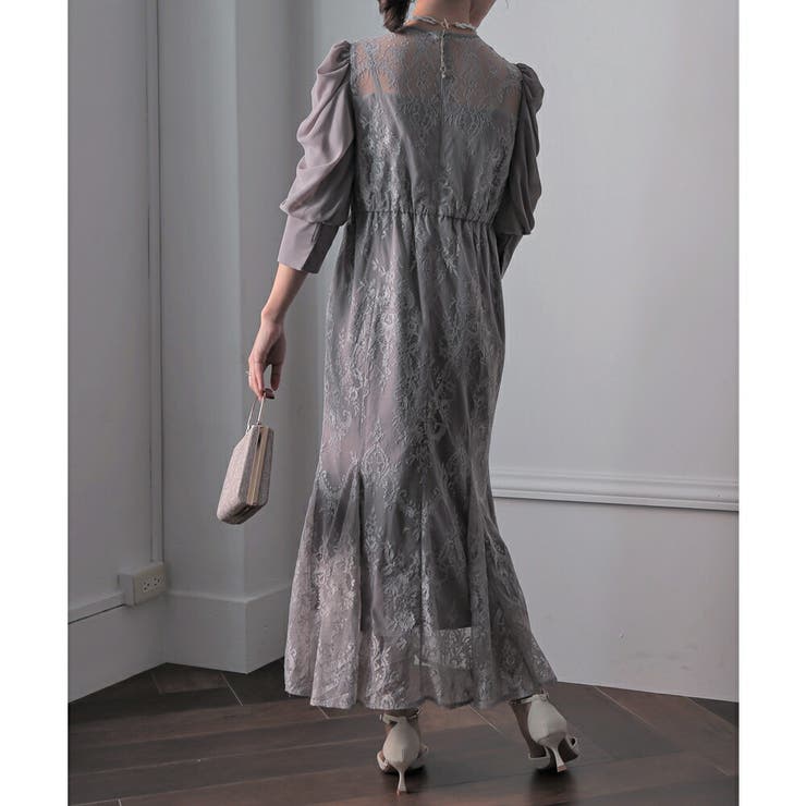 ギャザースリーブレースロングドレス 結婚式 ワンピース | epicday | 詳細画像6 