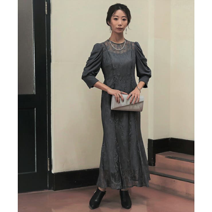 ギャザースリーブレースロングドレス 結婚式 ワンピース | epicday | 詳細画像19 