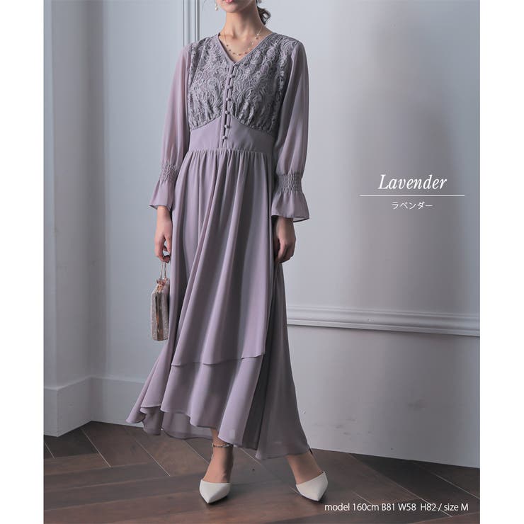 epicday ショルダーリボンシフォンロングドレス　　ピンクベージュ 楽天市場】epicday パーティードレス 結婚式 ドレス リボン