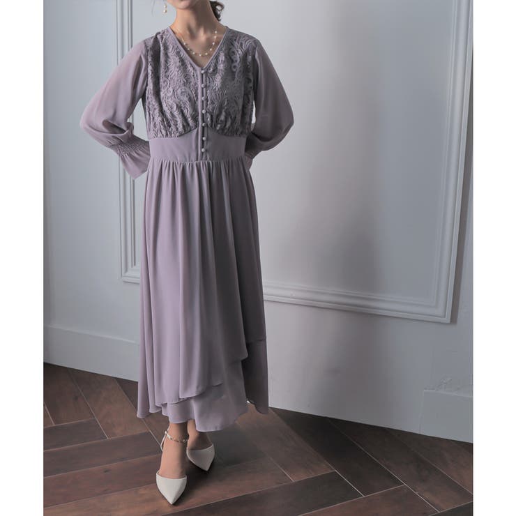 レースコンビネーションシフォンロングドレス 結婚式 ワンピース | epicday | 詳細画像31 