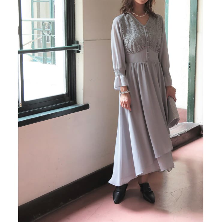 レースコンビネーションシフォンロングドレス 結婚式 ワンピース | epicday | 詳細画像33 