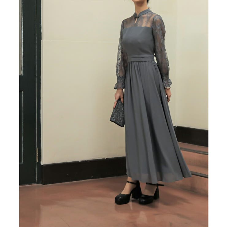 レースコンビネーションシフォンロングドレス 結婚式 ワンピース | epicday | 詳細画像20 