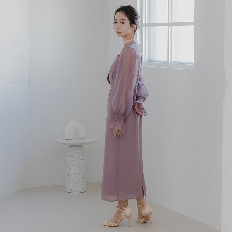 ボリュームスリーブシフォンロングワンピース ドレス 結婚式 | epicday | 詳細画像27 