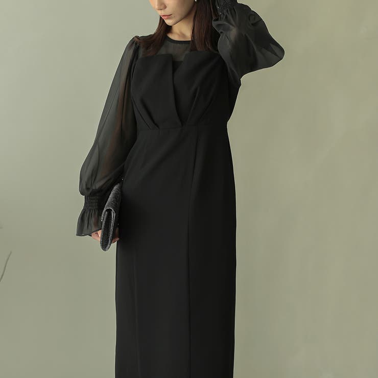 ボリュームスリーブシフォンロングワンピース ドレス 結婚式 | epicday | 詳細画像33 