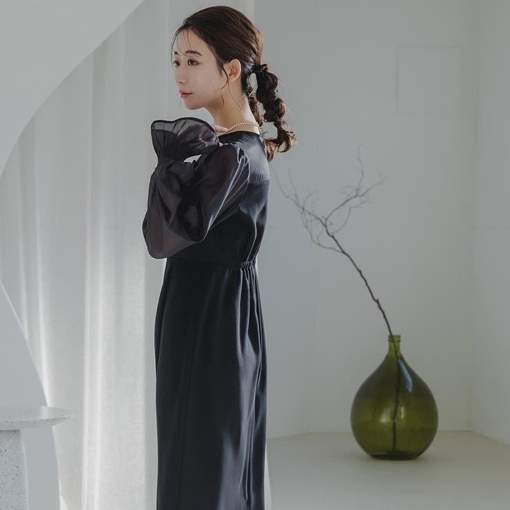 ボリュームスリーブシフォンロングワンピース ドレス 結婚式 | epicday | 詳細画像39 