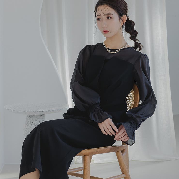 ボリュームスリーブシフォンロングワンピース ドレス 結婚式 | epicday | 詳細画像40 