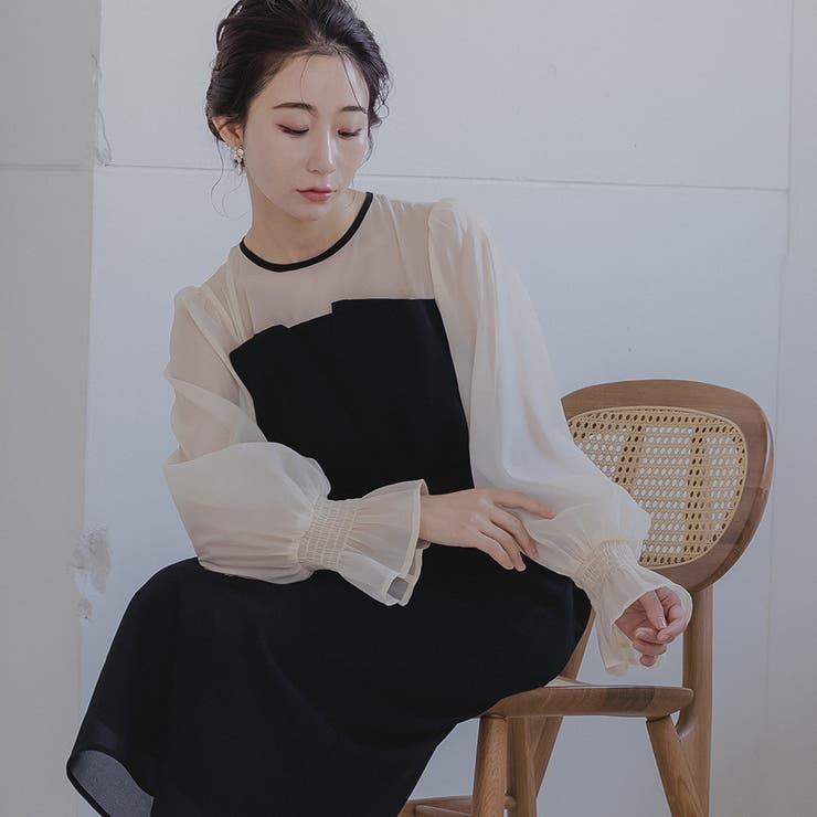 ボリュームスリーブシフォンロングワンピース ドレス 結婚式 | epicday | 詳細画像51 