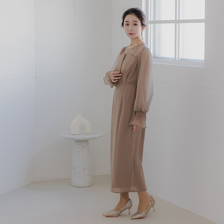 ボリュームスリーブシフォンロングワンピース ドレス 結婚式 | epicday | 詳細画像53 