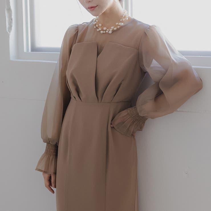 ボリュームスリーブシフォンロングワンピース ドレス 結婚式 | epicday | 詳細画像57 