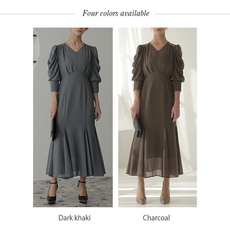 ギャザースリーブシフォンロングドレス ドレス 結婚式 | epicday | 詳細画像48 