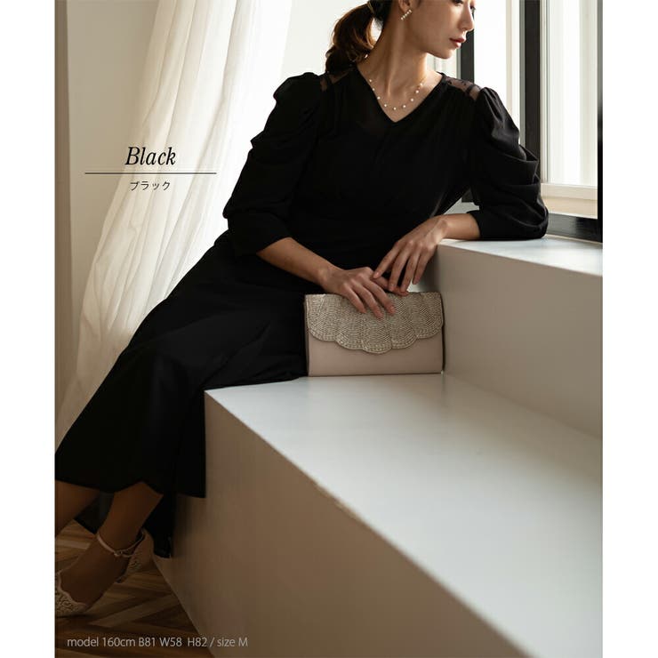 ギャザースリーブシフォンロングドレス ドレス 結婚式 | epicday | 詳細画像35 