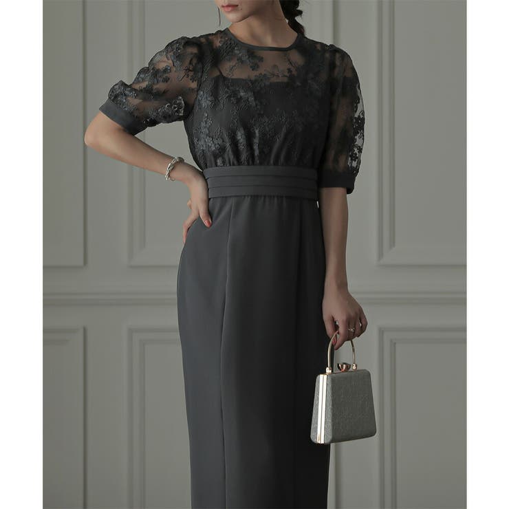 レースコンビタイトロングドレス 結婚式 ワンピース | epicday | 詳細画像9 